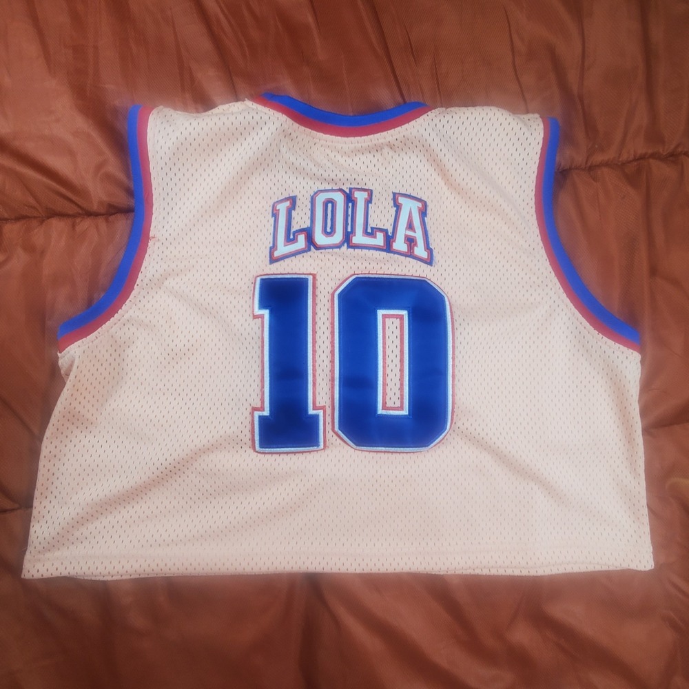 Space Jam Lola Headgear Classics RARE Peach Crop Jersey 2XL #10 Tune Squad EUC - Picture 2 of 13